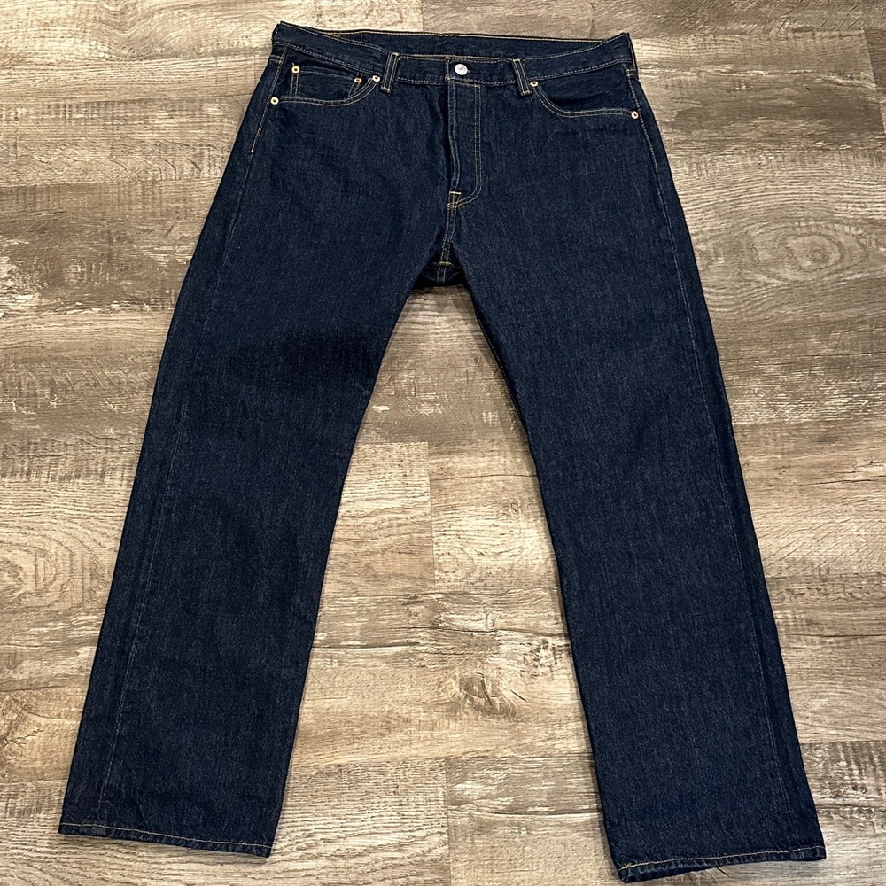 Levi's 501 Button Fly Dark Blue Straight Men's‎ Jeans 36x32
